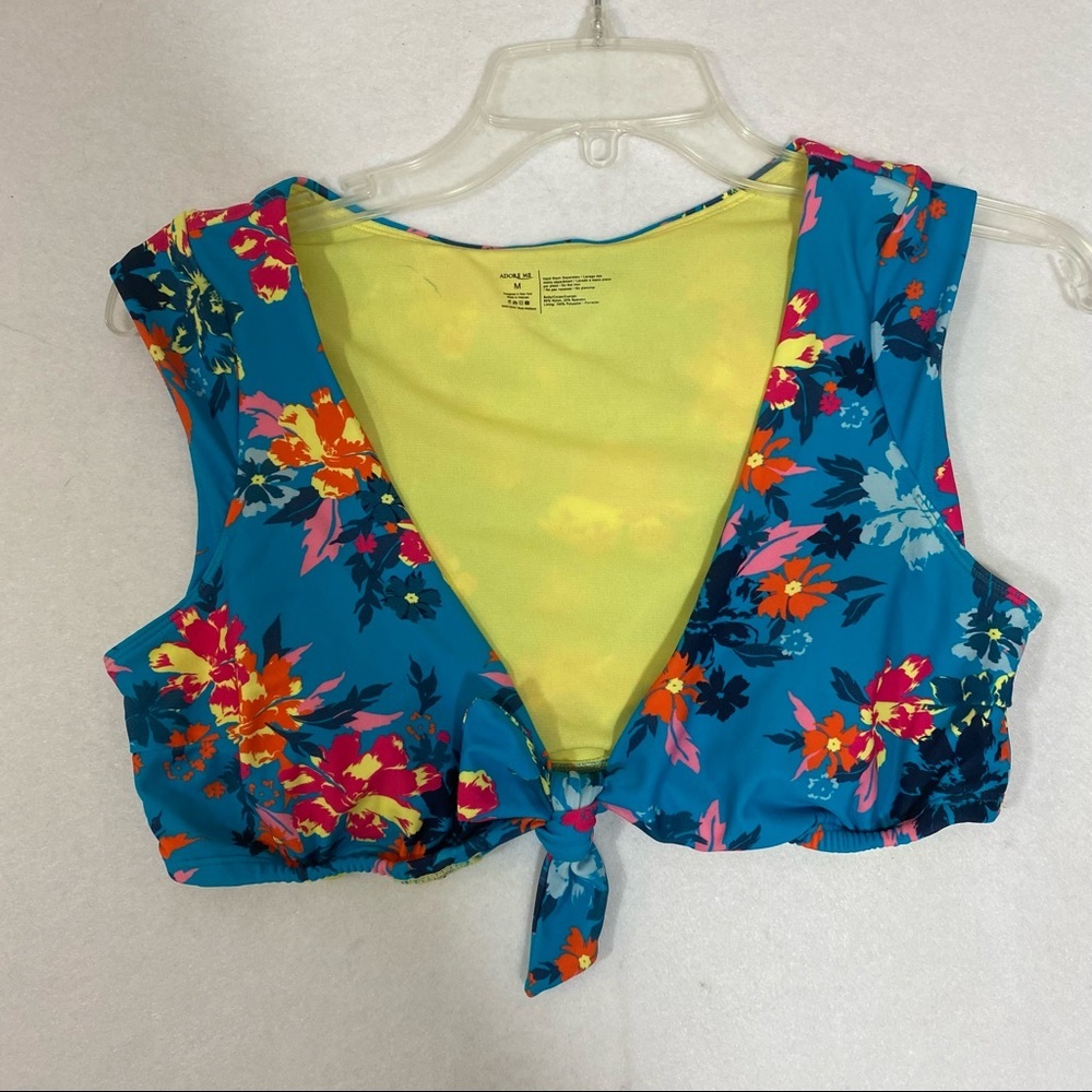 Adore Me Swimsuit cropped Top Floral Front ties Medium size swimsuit cropped top